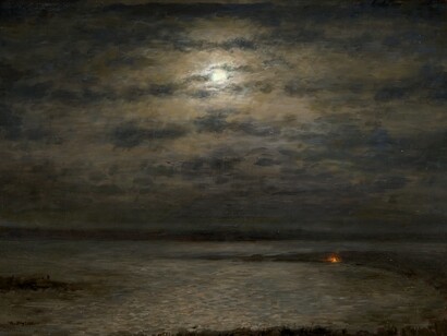 Yuri Kugach, Moonscape as 90yr old artist self portrait Russian Realism