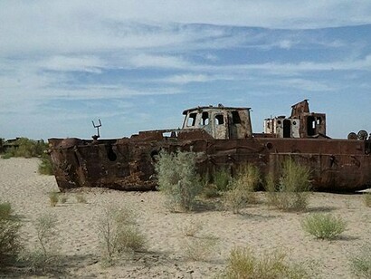 Shipwreck in the Aral Sea, Uzbekistan 