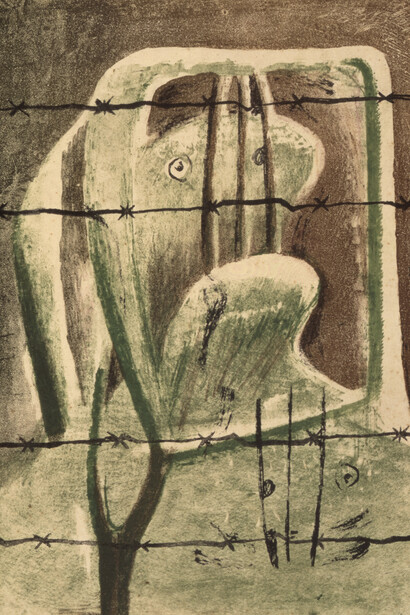 Henry Moore, Spanish Prisoner, 1939 (CGM 3), Lithograph in 5 colours on paper, Photo © Michel 
Muller, The Henry Moore archive, Reproduced by 
permission of the Henry Moore Foundation 