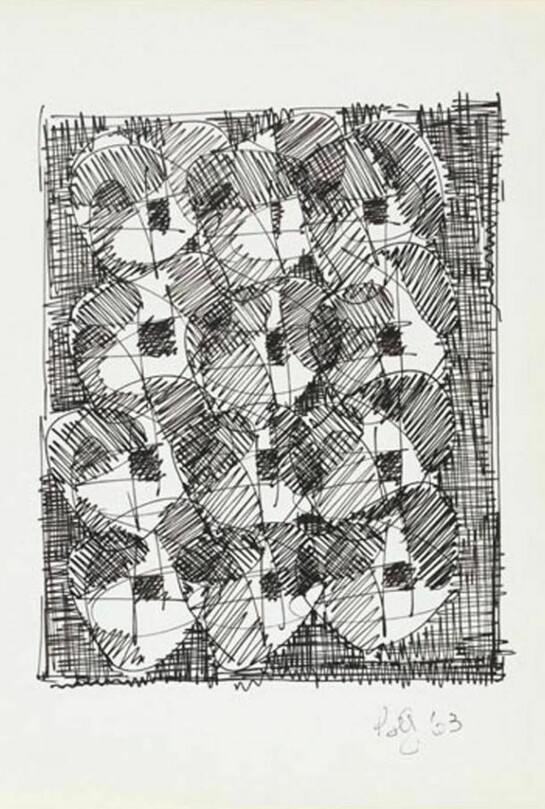 Brion Gysin, Untitled, 1963, ink on paper, 8 3/4 x 7 inches (22.2 x 17.8 cm), initialed & dated on recto
