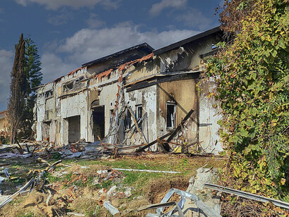 Edificio destruido en Beeri tras el ataque de Hamás a Black Sabbath el 7 de octubre de 2023