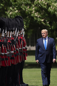 President Donald J. Trump inspects the Guard of Honor during the Official Welcome Ceremony at Buckingham Palace Monday, June 3, 2019 in London