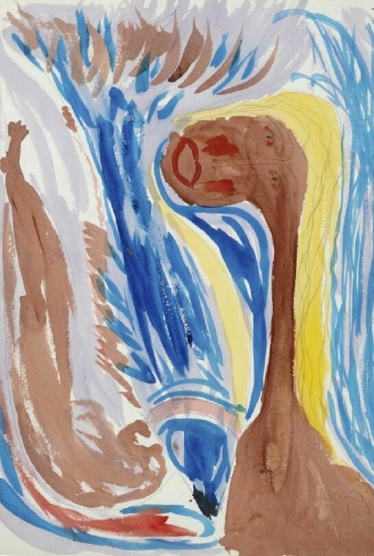 Thornton Dial (American, born 1928) A Lady in a Long-Necked Goose, 1990 Watercolor and pencil on paper 30 x 22 ¼ inches Parrish Art Museum Gift of Mr. and Mrs. E.T. Williams