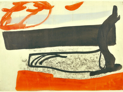 Peter Lanyon. Shore Thing (San Antonio '63) opus 191 April 1963, gouache on paper 10 x 13 3/4 in/ 25.4 x 35 cm
