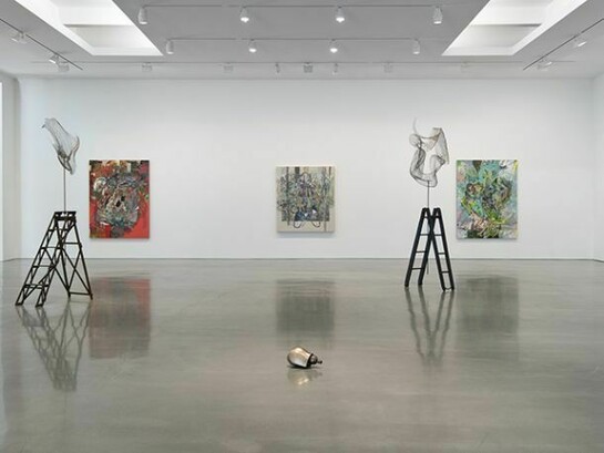 Installation view of Elliott Hundley at Regen Projects, Los Angeles, April 12 - May 17, 2014. Photo: Brian Forrest. Courtesy the artist and Regen Projects, Los Angeles