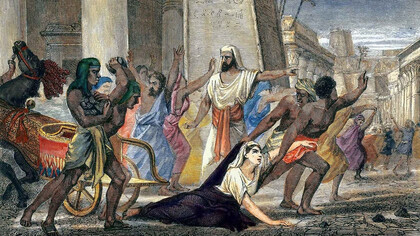"Death of the philosopher Hypatia in Alexandria," an illustration from the book Vies des savants illustres, by Louis Figuier, originally published in 1866, depicting Hypatia moments before being murdered in Alexandria, Egypt, then part of the Eastern Roman Empire