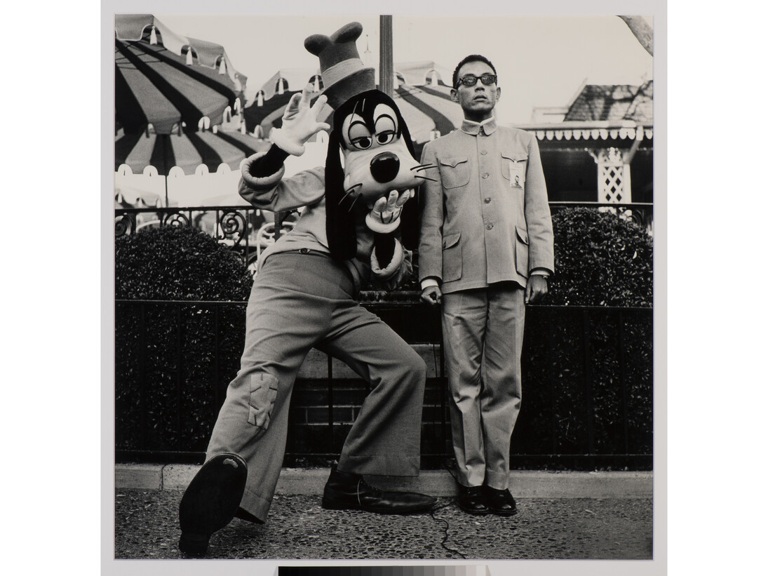 Tseng Kwong Chi, Disneyland, California, 1989, Gelatin silver print (vintage), Collection of Martin Z. Margulies  