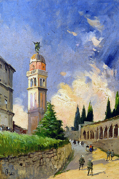 Italico Brass, Soldati a Udine, 1915 circa, olio su tela, 46 x 37 cm