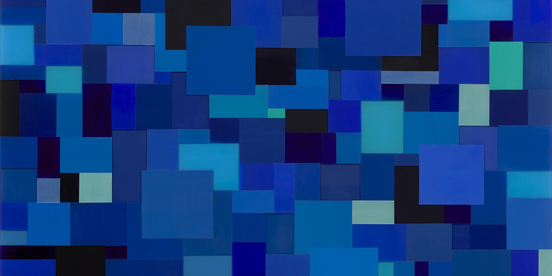 Marco Casentini, Streetlights 3 (detail), 2017, acrylic on plexiglass with aluminum support, 39 1/4 x 39 1/4 inches
