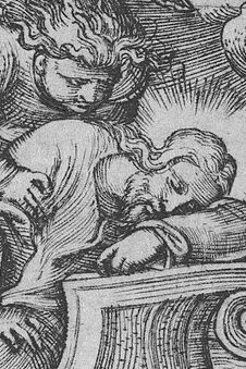 "Cristo durmiendo durante la tormenta en el Lago Tiberias", grabado, Georg Pencz, 1534-35