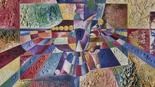 Farvahar, Aida Foroutan, 2003. The winged figure is seen by the Iranian artist as a symbol of national identity. © Aida Foroutan