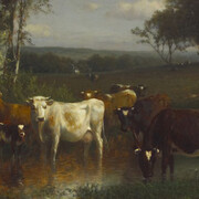 James McDougal Hart (American, 1828-1901), Landscape with Cows, 1887, oil on canvas.