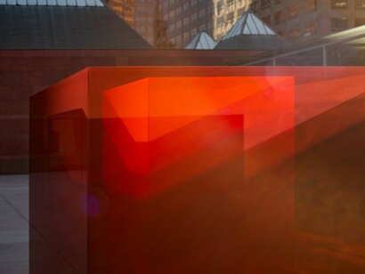 Larry Bell, Bill and Coo, exhibition view. Courtesy of MOCA Gallery