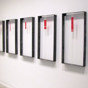 Olivia Whetung “Onjishkawigaabawin” (2015); Beads, thread, steel; Each piece 46 x 91.5cm. Image courtesy of the artist