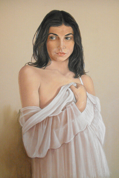 Manuel de Amores Escribá. Figura feminina. Desenho pastel sobre papel Canson 