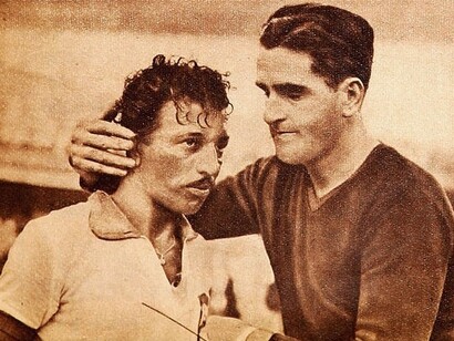 Zizinho e Máspoli durante la finale Brasile-Uruguay dei Mondiali 1950