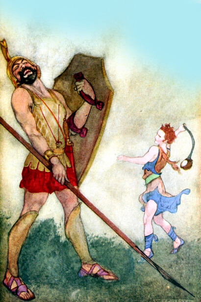 Goliath laughs, David launches the Stone