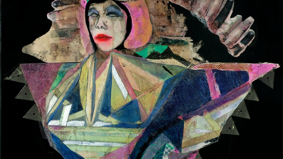 MaZinga, 2015,  tecnica mista su carta, 110 x 117 cm 