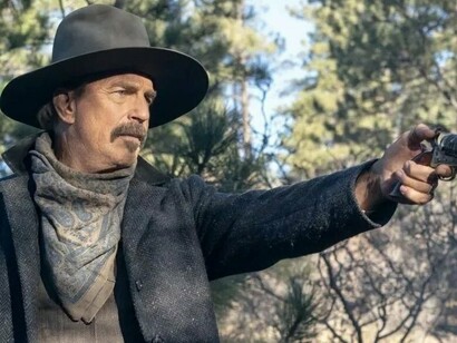 Kevin Costner em cena de Horizon. A arte do cinema, embora inventada na França, encontrou na América seu berço onde pode crescer e amadurecer. O cinema tornou-se a arte americana por excelência
