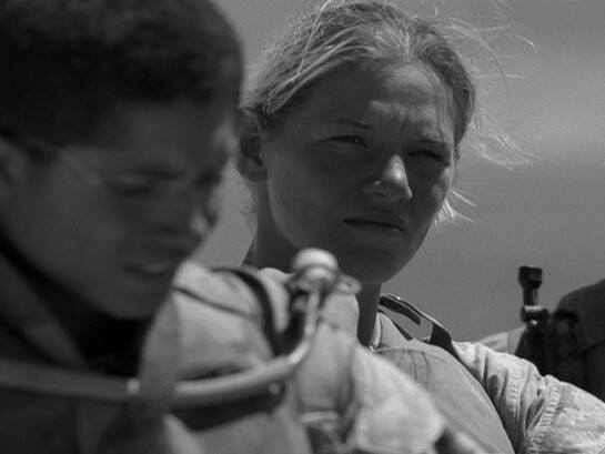 An-My Lê, Film still from 29 Palms, 2005, 2-channel DVD projection, 35 mm transferred to DVD, black-and-white, 7 minute loop, Image courtesy of the artist and Murray Guy, New York
