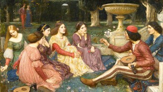 John William Waterhouse, Un racconto del Decameron, olio su tela, 1916, Lady Lever Art Gallery, Port Sunlight, UK