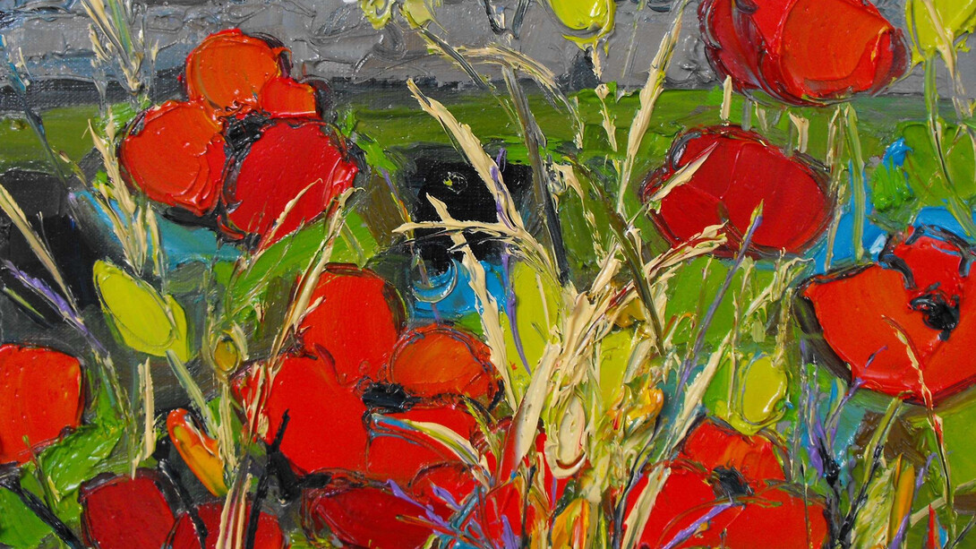 Poppies and Cow Parsley in Fields by the Sea by Judith Bridgland