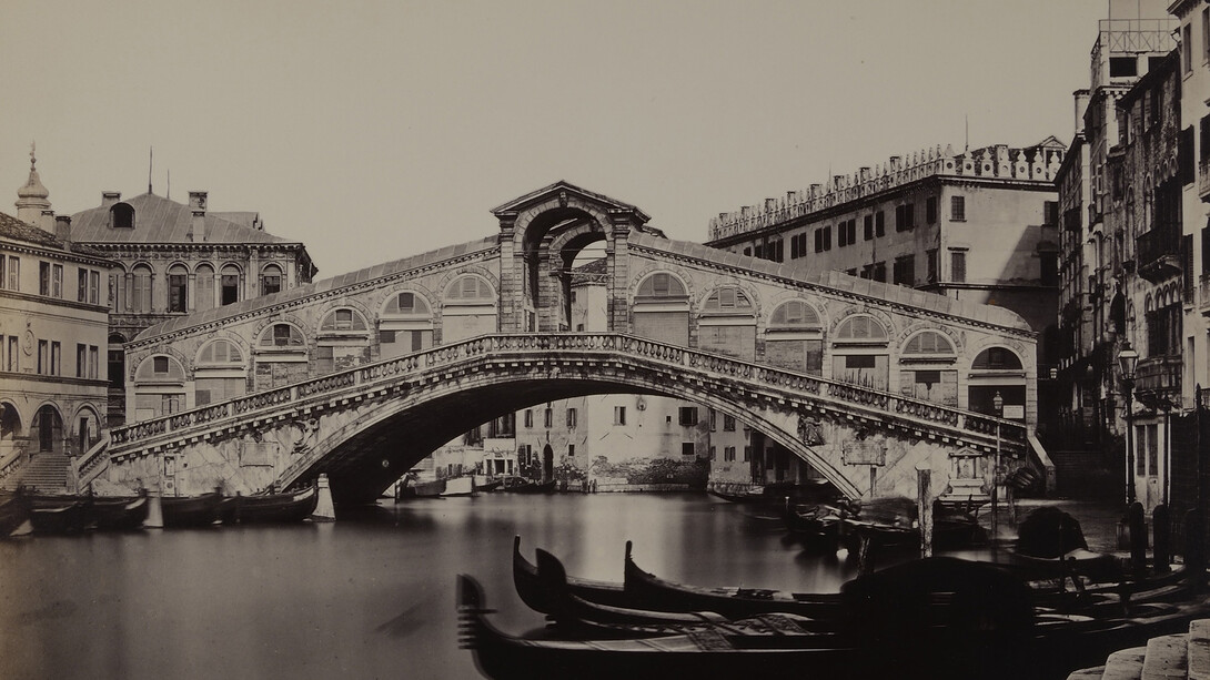 The Rialto Bridge, Venice, with the Fondaco dei Tedeschi Behind, Carlo Ponti © National Museums Liverpool