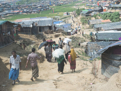 Rohingya Muslim men and women seeking refuge in Bangladesh