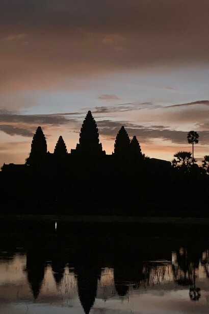 Veduta all'alba di Angkor Wat, Cambogia