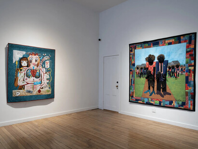 Various artists, Masters of the stitch: threaded stories, exhibition view. Courtesy of Claire Oliver Gallery