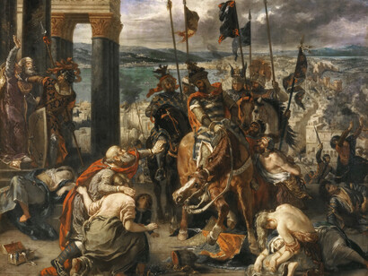Eugène Delacroix; Entrada de los Cruzados en Constantinopla, 1840, Sala de las Cruzadas, Palacio de Versalles (detalle)