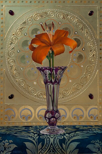Fred Wessel, Orange lily-purple vase, 2022. Courtesy of Gallery 1261
