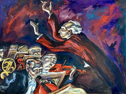 Mervin Jules, Conductor. WPA American scene. Social realism. Mid 20th century. Modern. Music (detail), 1940-1949, 2026. Courtesy of Helicline Fine Art