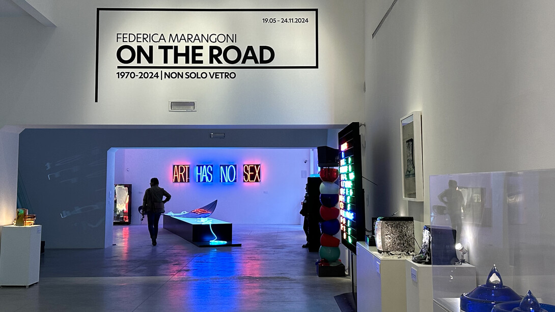 Federica Marangoni, On the road 1970-2024, vista della mostra. Per gentile concessione del Museo del Vetro