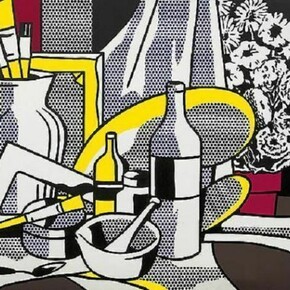 Roy Lichtenstein, "Still Life with Palette", 1972. Oil and Magna on canvas, 60 x 95 5/8 inches (152.4 x 242.9 cm). Acquavella Galleries. Art © Estate of Roy Lichtenstein