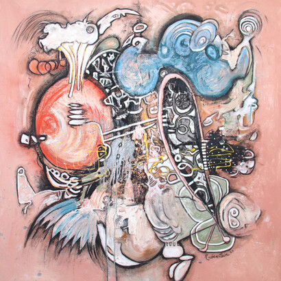 Bruce Rubenstein, War Horse (detail). Mixed Media, Acrylic, Charcoal, Oil Pastel on Canvas, 66 x 61 in (168 x 155 cm). Courtesy of Artplex Gallery