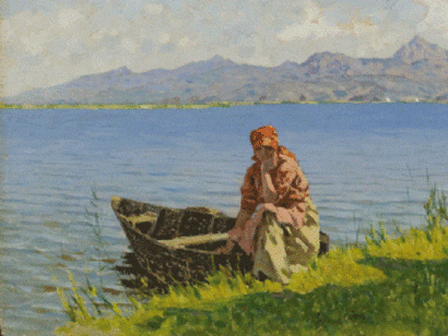 Angiolo Tommasi, La barcaiola sul lago di Massaciuccoli