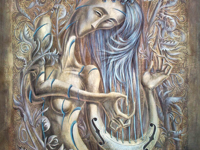 Farzad Golpayegani, 90, Acrylic on Canvas, 48 x 48, detail, Fragmented Reality
