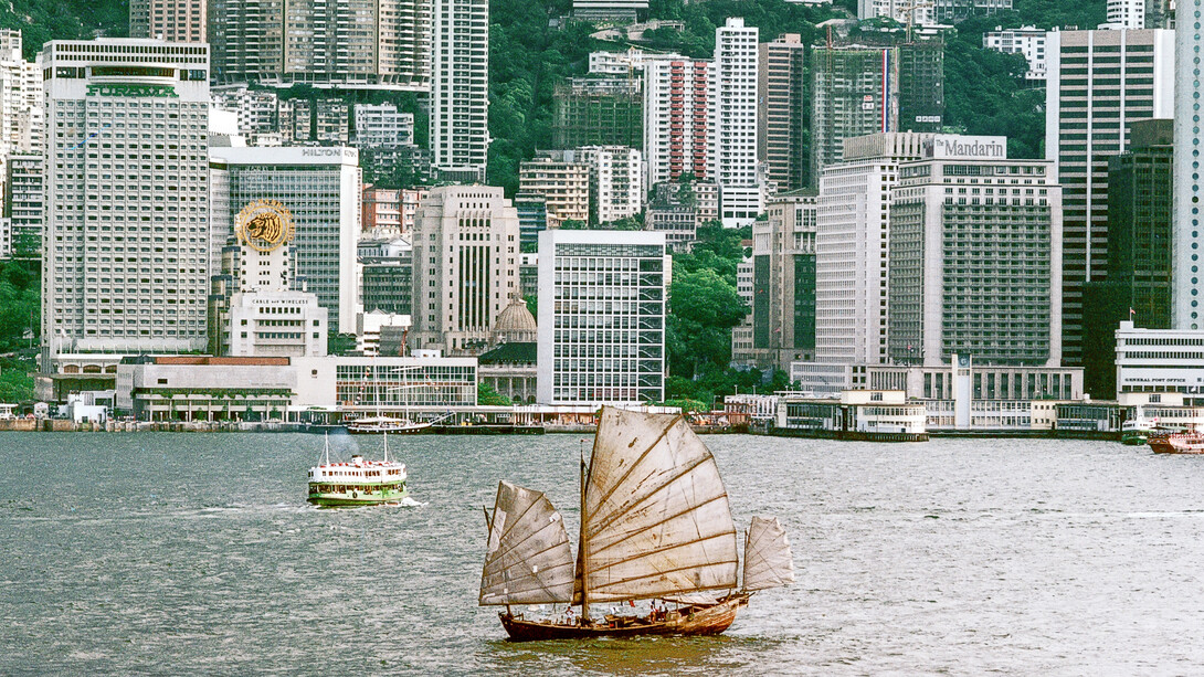 "Junk & Central" [Hong Kong, 1982] by Keith Macgregor. Courtesy of Blue Lotus Gallery