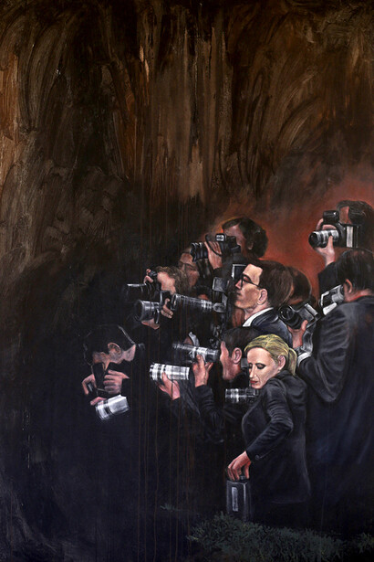 Marco Paulo Rolla, Disparo simultâneo from Esvaziamento cotidiano (Dramas) series, 2013, Acrilic paint on canvas, 280,5 x 190,5 x 5 cm