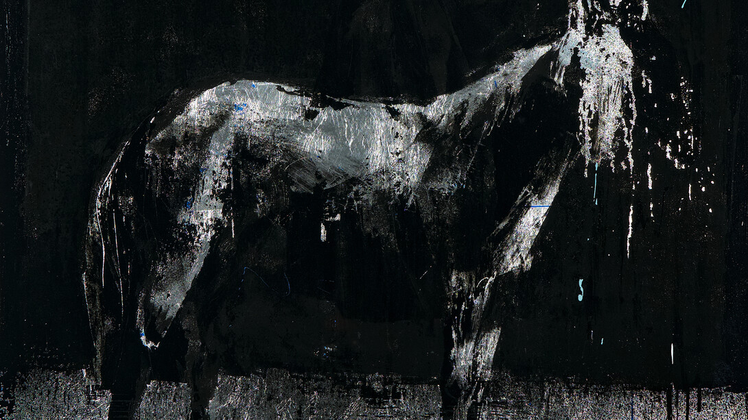 Gonzalo Borondo, Cavalo nero (dettaglio), 2026. Cortesia di 21Art Treviso