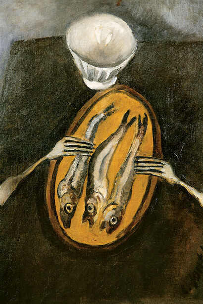 Chaïm Soutine, Stillleben mit Heringen, um 1916. Öl auf Leinwand, 64,5 x 48,6 cm. Privatsammlung, Paris

