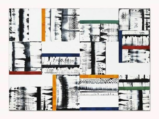 Ricardo Mazal, Composition in Yellow, Green, Blue, and Red 3, 2014, oil on linen, 60 x 78 inches