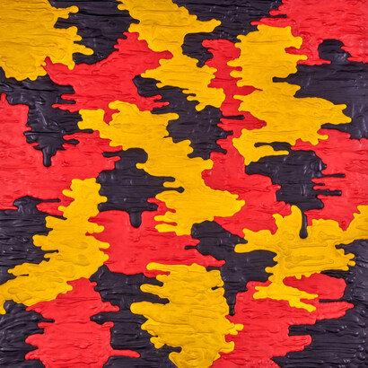 This series encourages spectators to look beyond the surface levels and consider the meaning behind the paintings’ abstract topographies