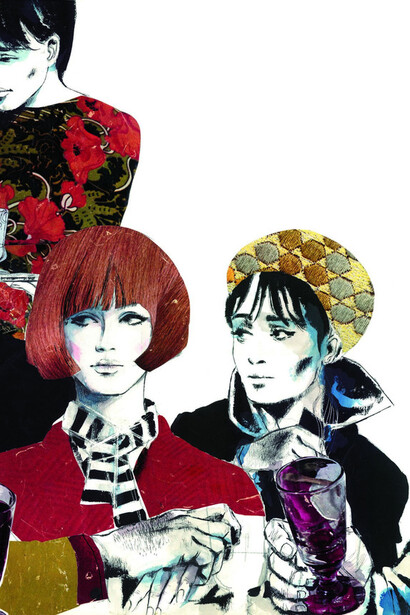 Esordi 1. Una sera con i pittori, illustrazione per Novella, 1965