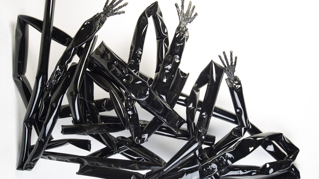 Wasil, Saddek, In Resistance, 2014, From the Contortion Series, Scrap metal, car paint, 220 x 125 cm