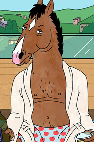 BoJack Horseman (Will Arnett) drinking alone in his Hollywood mansion 
