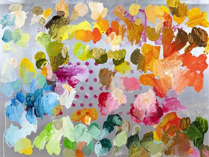 Ida Tursic & Wilfried Mille, Palettes, 2015, oil on offset plate and dibond, 78 x 103 x 0,3 cm, Courtesy of the artist and Galerie Max Hetzler, Berlin | Paris © Ida Tursic & Wilfried Mille