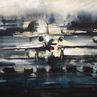 Alessandro Busci Aeroporto _ blu, 2005 inchiostro e smalto su tavola ink and enamel on board 80 ¥ 125 cm