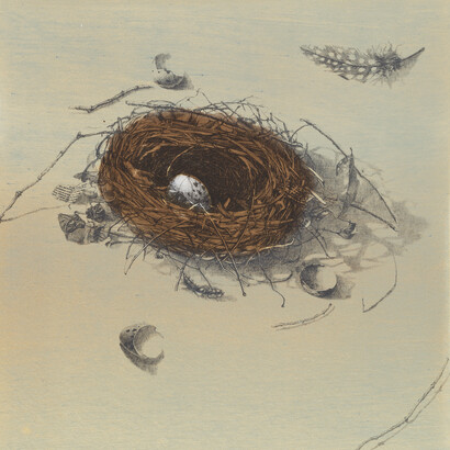 Carol Mothner, Only Child, Monotype & mixed media on paper, 8.87 x 8.87 in. Courtesy of LewAllen Galleries